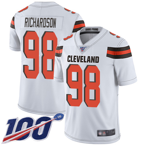 Cleveland Browns Sheldon Richardson Men White Limited Jersey #98 NFL Football Road 100th Season Vapor Untouchable->cleveland browns->NFL Jersey